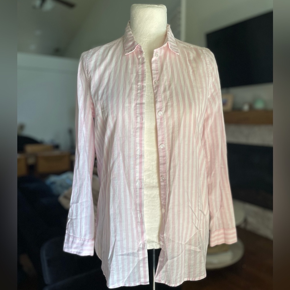 H&M Striped pink & white button up shirt size 2
